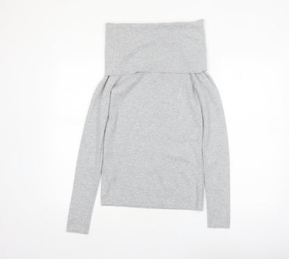 Bershka Women's Grey Cowl Neck Long Sleeve Pullover Jumper Size 14