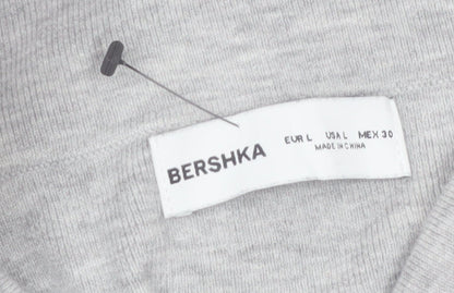 Bershka Women's Grey Cowl Neck Long Sleeve Pullover Jumper Size 14