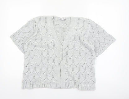 Pure & Natural Women’s Grey Open Knit Short Sleeve Cardigan Size 2