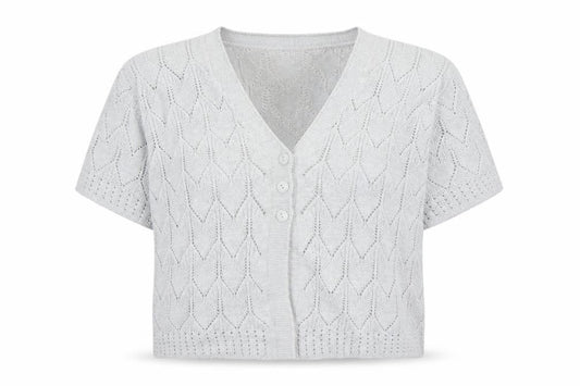 Pure & Natural Women’s Grey Open Knit Short Sleeve Cardigan Size 2
