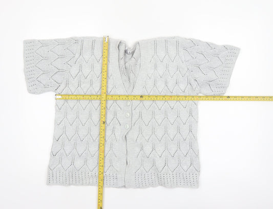Pure & Natural Women’s Grey Open Knit Short Sleeve Cardigan Size 2