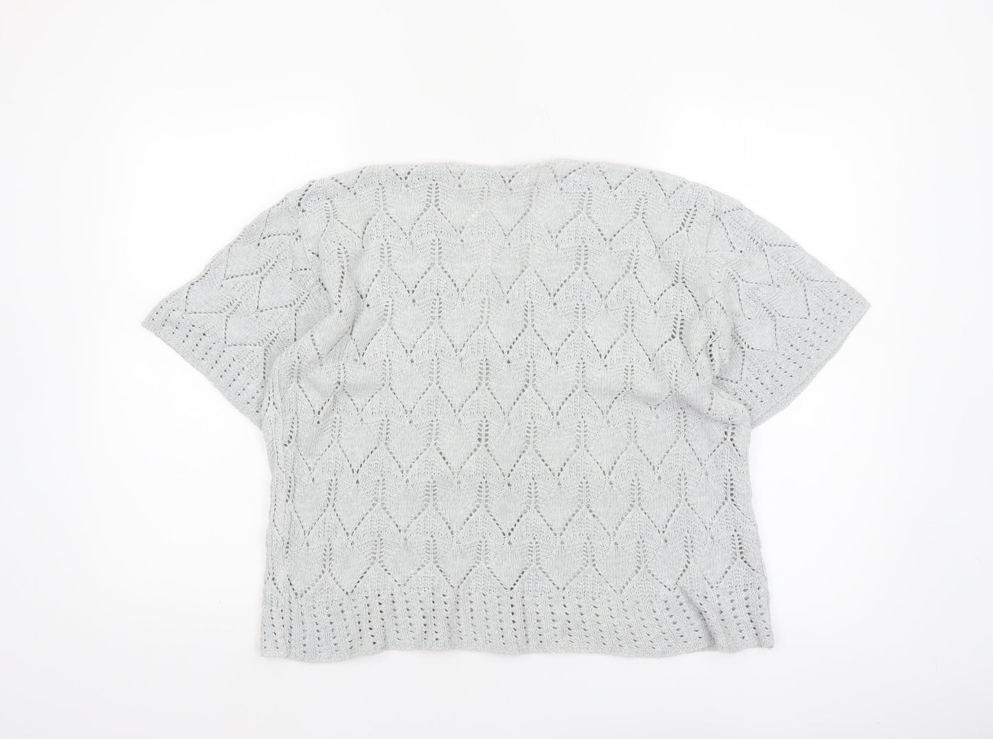Pure & Natural Women’s Grey Open Knit Short Sleeve Cardigan Size 2