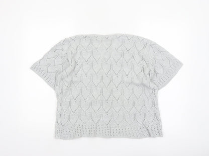 Pure & Natural Women’s Grey Open Knit Short Sleeve Cardigan Size 2