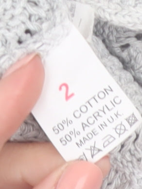 Pure & Natural Women’s Grey Open Knit Short Sleeve Cardigan Size 2