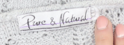 Pure & Natural Women’s Grey Open Knit Short Sleeve Cardigan Size 2