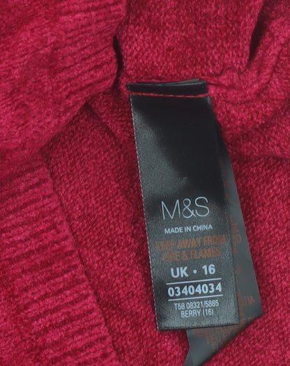 Marks and Spencer Women's Red Roll Neck Jumper Size 16