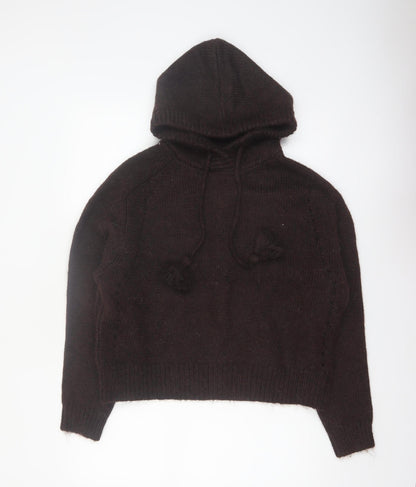 Marks and Spencer Per Una Brown Alpaca Blend Hooded Jumper Women M