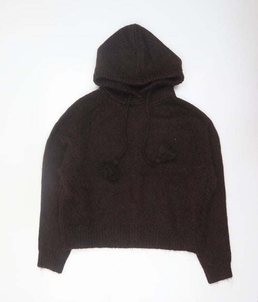 Marks and Spencer Per Una Brown Alpaca Blend Hooded Jumper Women M