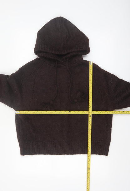 Marks and Spencer Per Una Brown Alpaca Blend Hooded Jumper Women M
