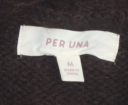 Marks and Spencer Per Una Brown Alpaca Blend Hooded Jumper Women M