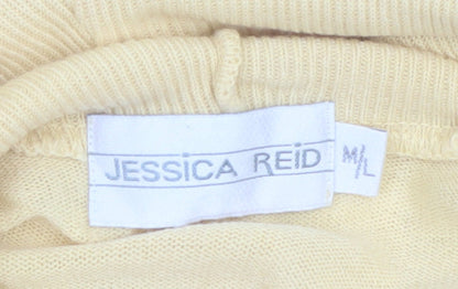 Jessica Reid Women's Yellow Roll Neck Knit Jumper M Long Sleeve