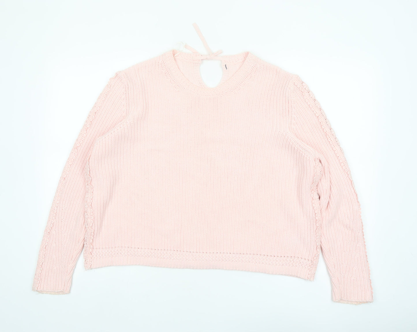 Marks and Spencer Women Pink XL Knit Cotton Crew Neck Jumper