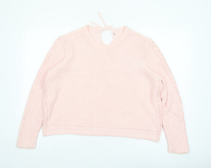 Marks and Spencer Women Pink XL Knit Cotton Crew Neck Jumper
