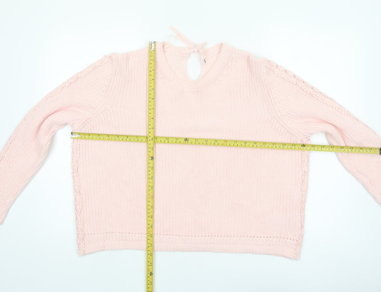 Marks and Spencer Women Pink XL Knit Cotton Crew Neck Jumper