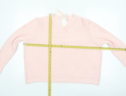 Marks and Spencer Women Pink XL Knit Cotton Crew Neck Jumper