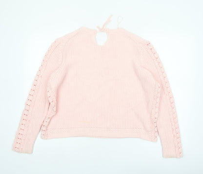 Marks and Spencer Women Pink XL Knit Cotton Crew Neck Jumper