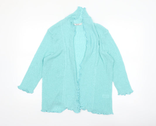 TIGI Women’s Blue Open Knit Long Sleeve Cardigan Size 14/16