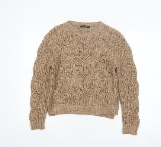 LCW Casual Women Beige Chunky-Knit Pullover Jumper XS
