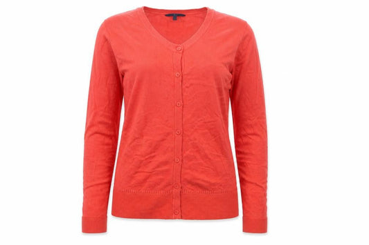 Joules Women Red Cotton Blend Cardigan UK 8 V-Neck Button Knit