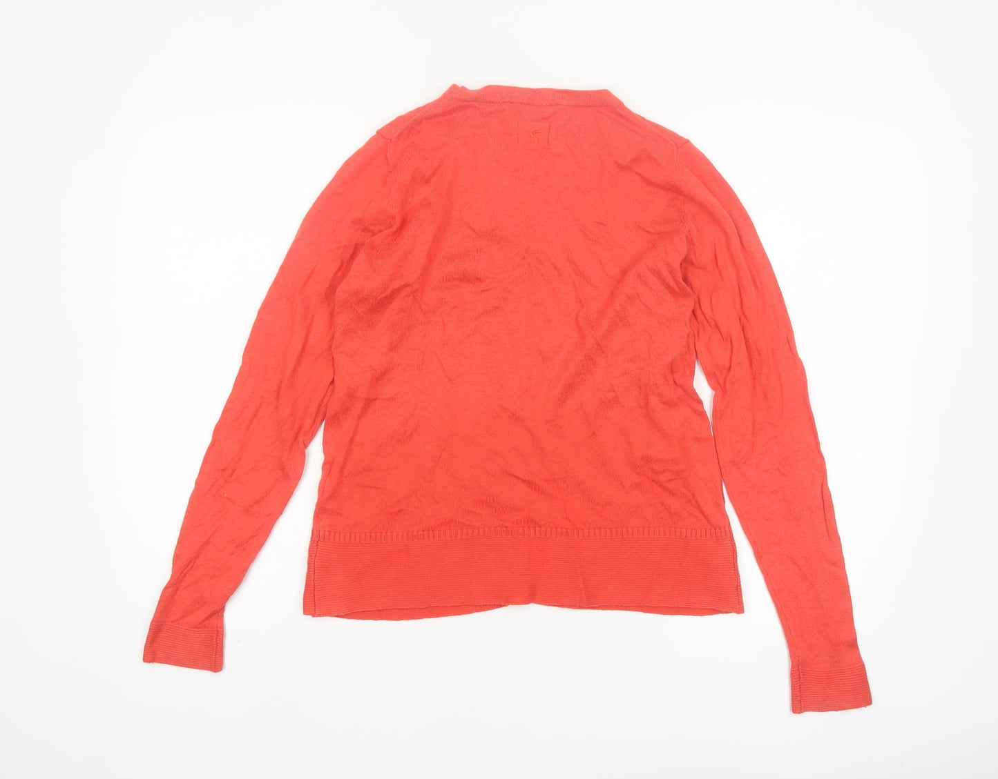 Joules Women Red Cotton Blend Cardigan UK 8 V-Neck Button Knit