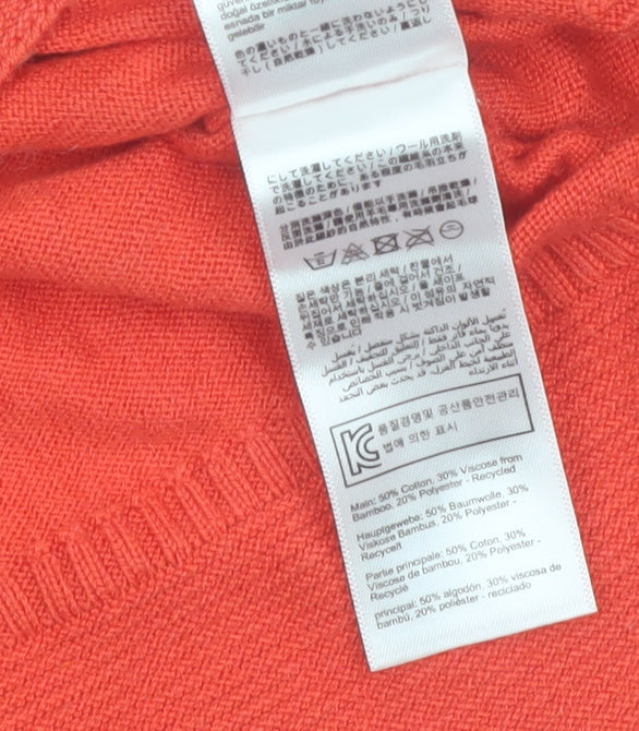 Joules Women Red Cotton Blend Cardigan UK 8 V-Neck Button Knit