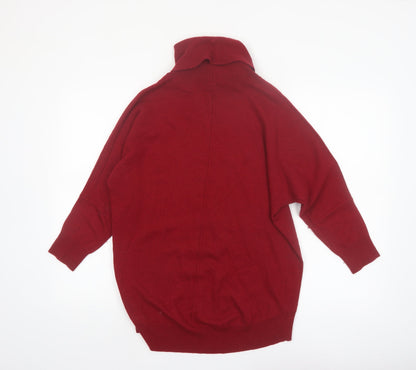 Jigsaw Mens Red Roll Neck Wool Cashmere Jumper XS