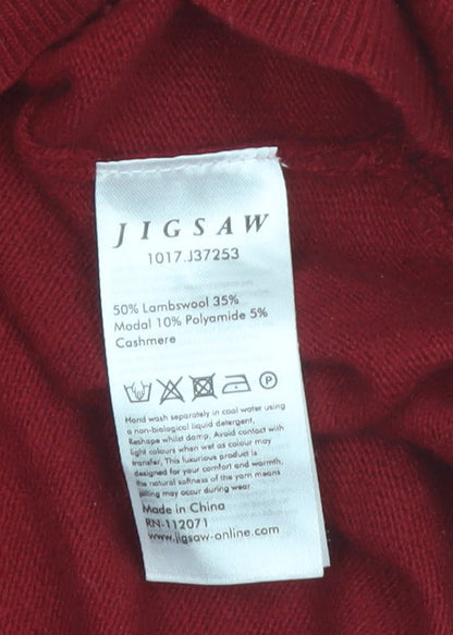 Jigsaw Mens Red Roll Neck Wool Cashmere Jumper XS