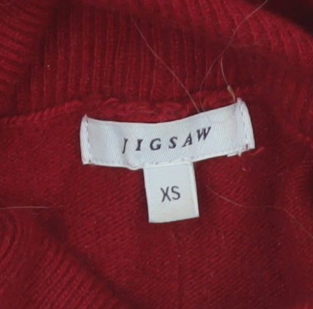 Jigsaw Mens Red Roll Neck Wool Cashmere Jumper XS