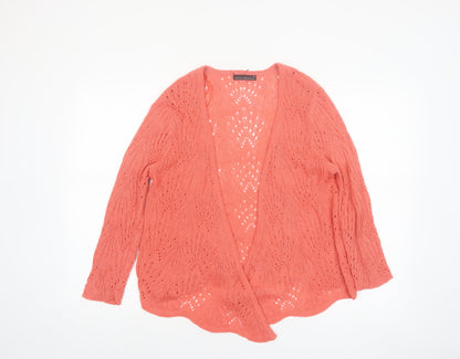 David Emanuel Women Pink Open Knit Cardigan M Lightweight