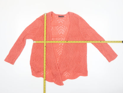 David Emanuel Women Pink Open Knit Cardigan M Lightweight