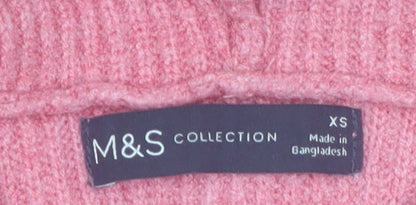 Marks and Spencer Women Pink Hooded Button Cardigan XS