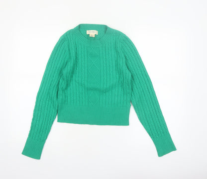 Jessica Simpson Women’s Green Cable-Knit Pullover Jumper Size S