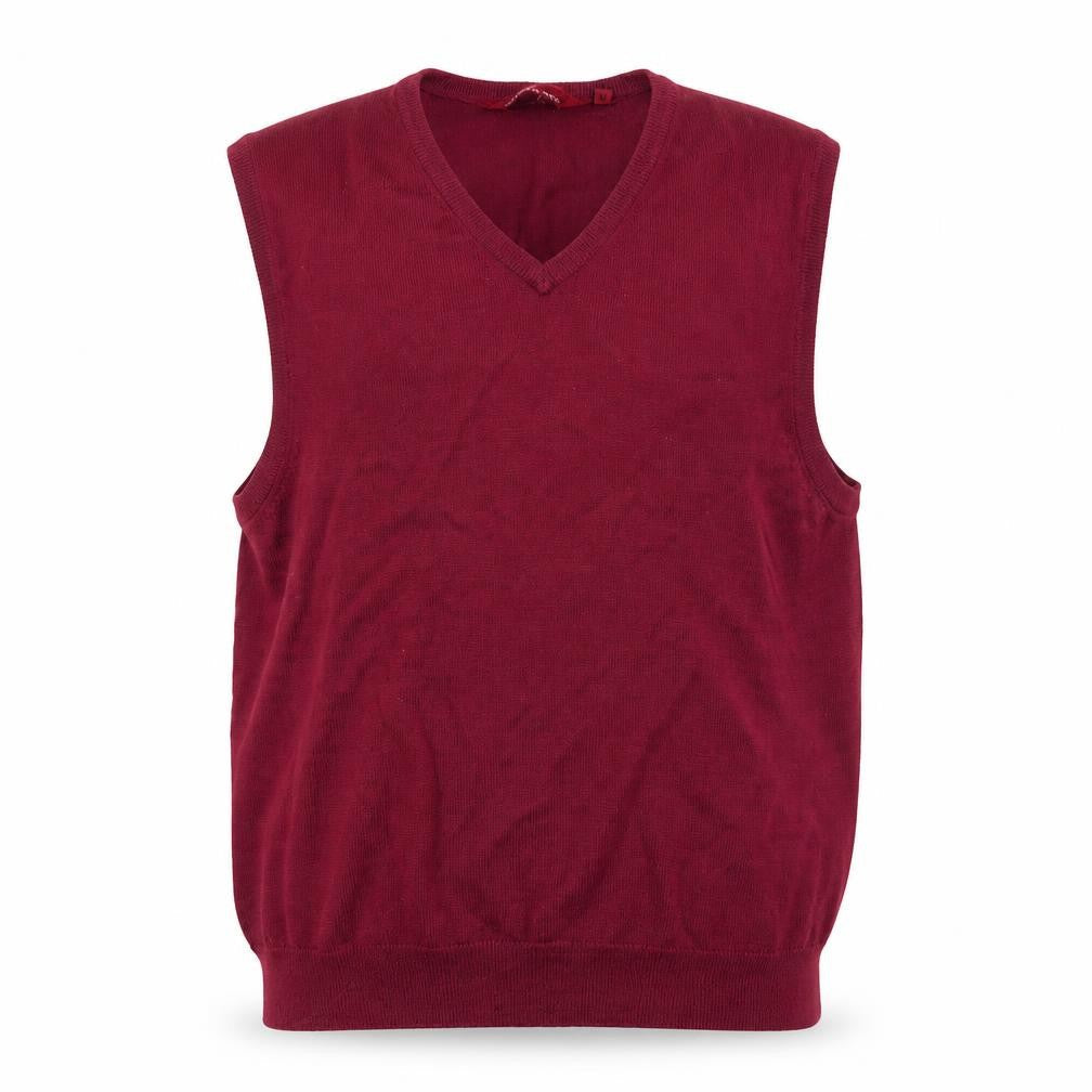 Bar Harbour Men's Red Wool Blend V-Neck Sleeveless Jumper Vest M
