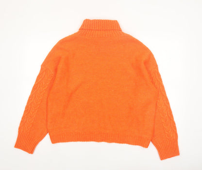F&F Women's Orange Cable-Knit Roll Neck Jumper Size 18