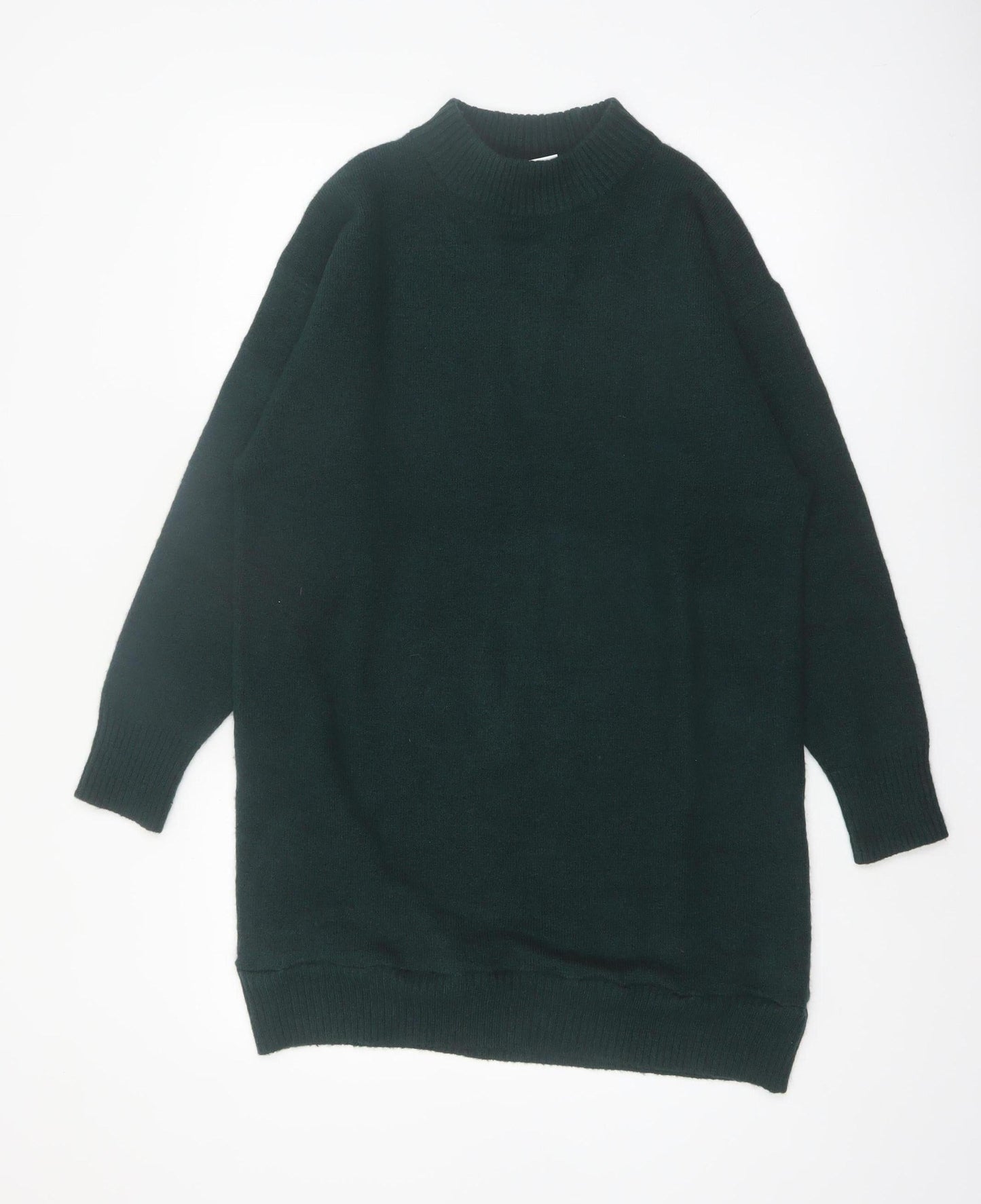 Monki Womens Green Mock Neck Knit Pullover Jumper XS