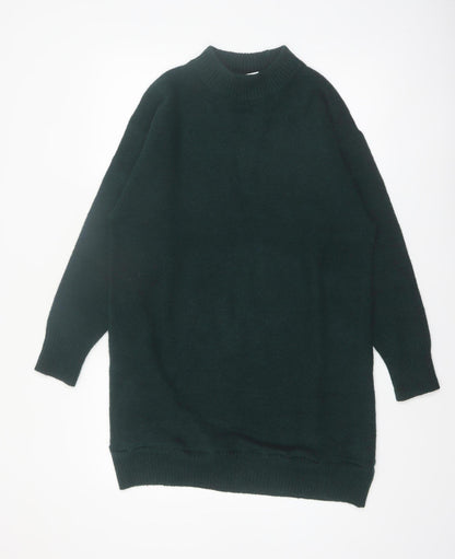 Monki Womens Green Mock Neck Knit Pullover Jumper XS