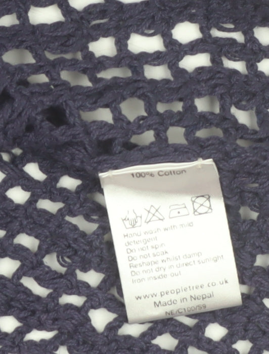 People Tree Womens Purple Cotton Crochet Short Sleeve Cardigan M