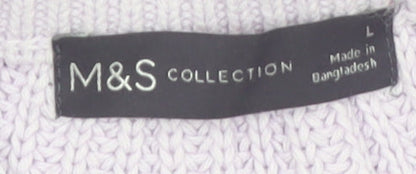 Marks and Spencer Women Lavender Cotton Knit Jumper L