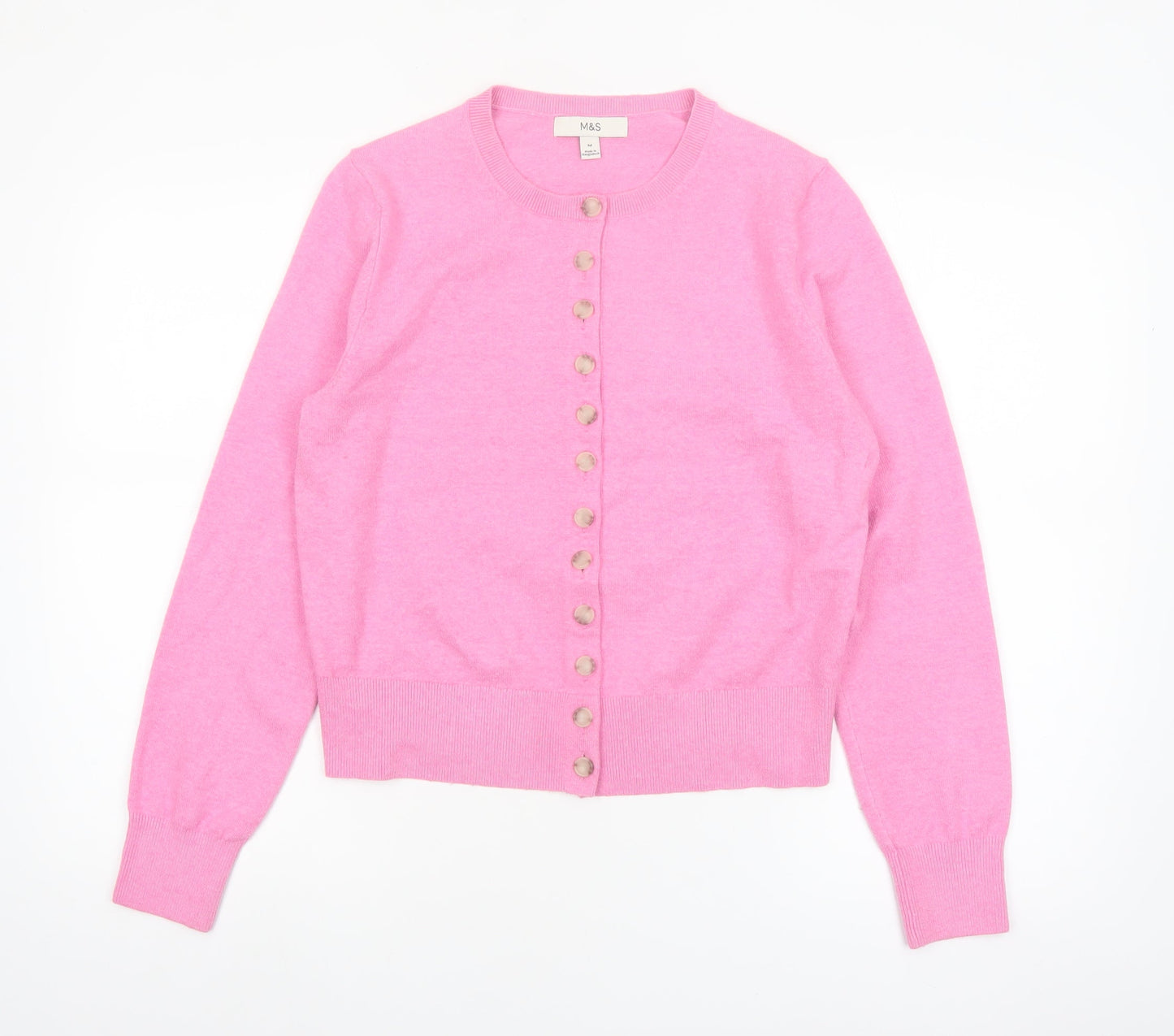 Marks and Spencer Women’s Pink Crew Neck Button Cardigan M
