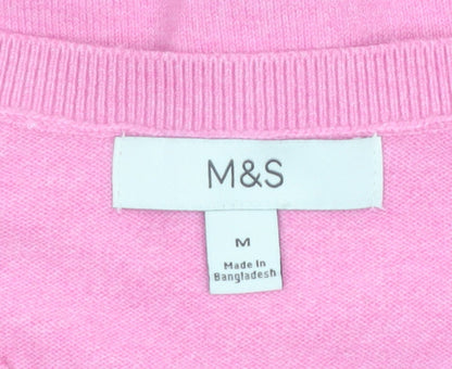 Marks and Spencer Women’s Pink Crew Neck Button Cardigan M