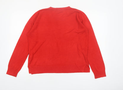 Marks and Spencer Women's Red Acrylic Crew Neck Jumper Size 16