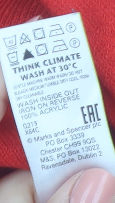 Marks and Spencer Women's Red Acrylic Crew Neck Jumper Size 16