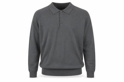 Marks and Spencer Men's Grey XL Collared Cotton Henley Jumper