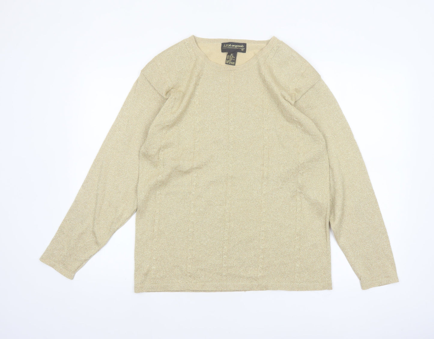 LISA Originals Women's Beige L Metallic Knit Pullover Jumper