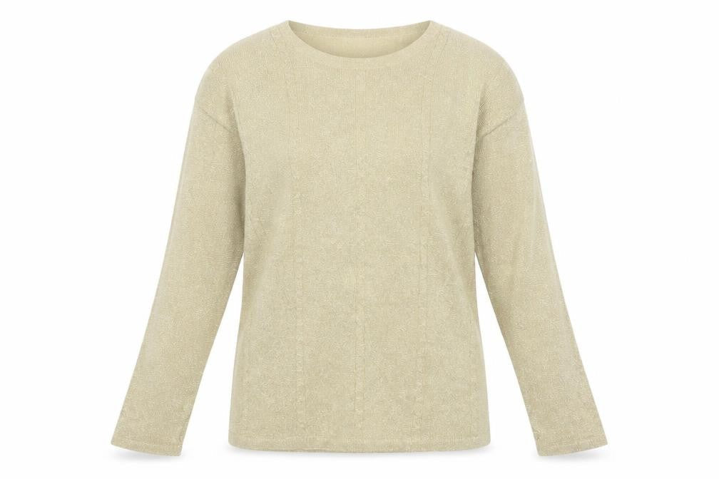 LISA Originals Women's Beige L Metallic Knit Pullover Jumper