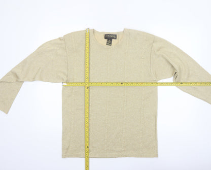 LISA Originals Women's Beige L Metallic Knit Pullover Jumper