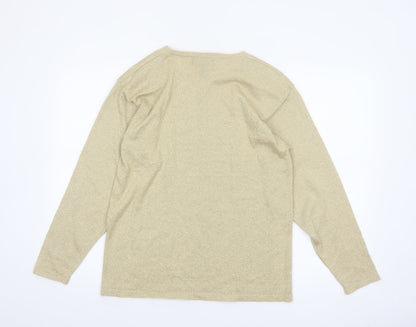 LISA Originals Women's Beige L Metallic Knit Pullover Jumper