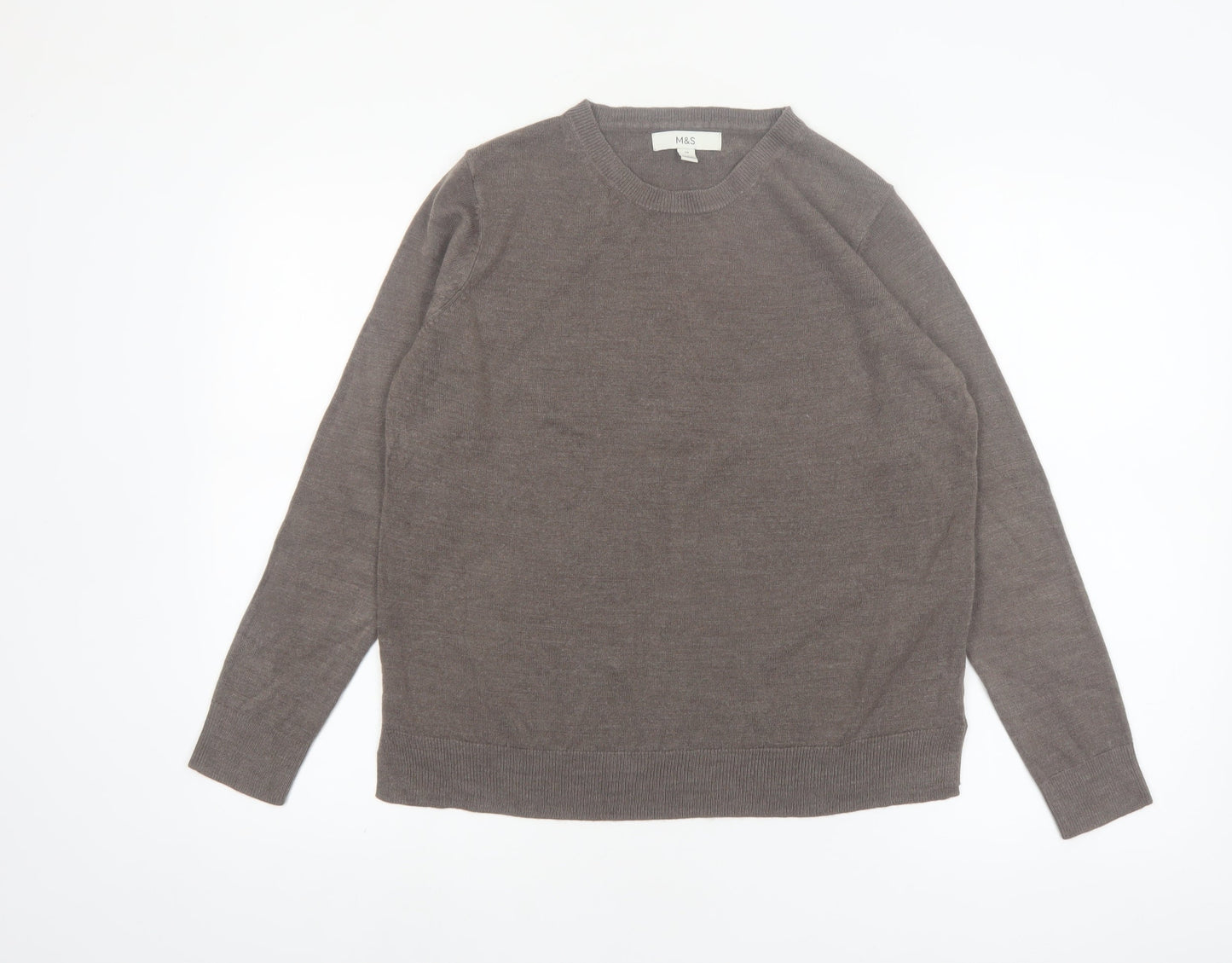 Marks and Spencer Women's Brown Crew Neck Acrylic Jumper Size 10