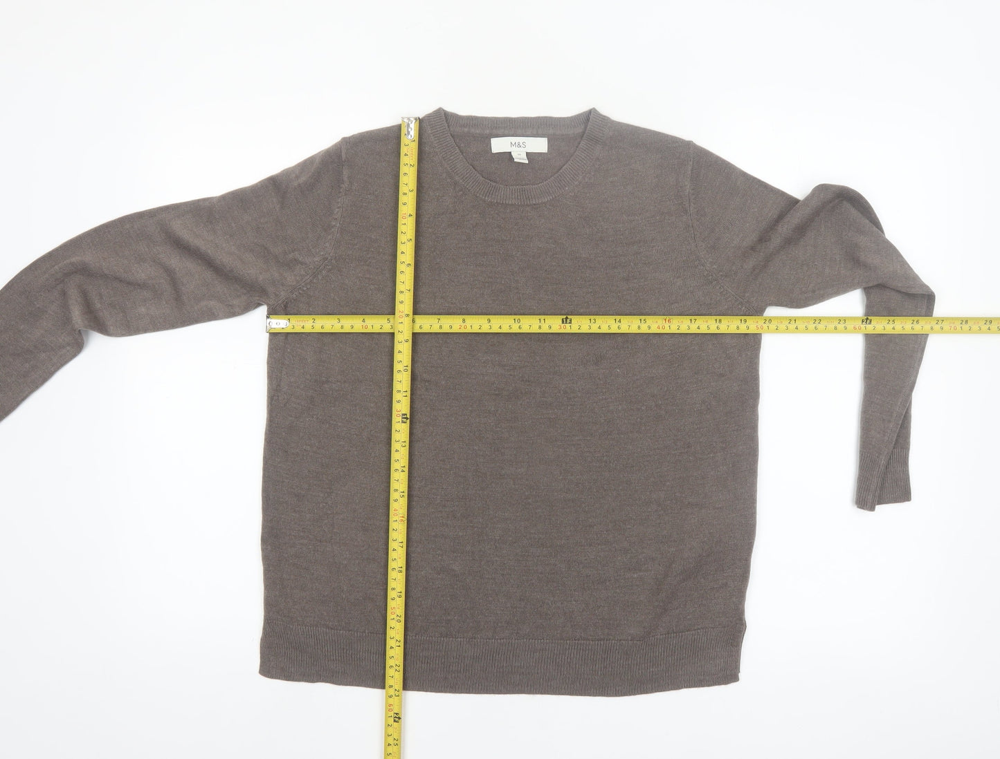 Marks and Spencer Women's Brown Crew Neck Acrylic Jumper Size 10