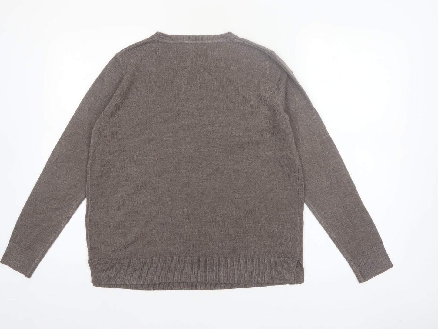 Marks and Spencer Women's Brown Crew Neck Acrylic Jumper Size 10